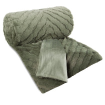 Deka 150x200 cm olivová, z mäkkej kožušiny s 3D efektom KATE